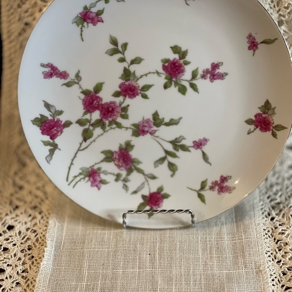 Vintage Meito June 10 1/2" Dinner Plate Pink Roses Gold Trim Japan - Picture 2 of 6